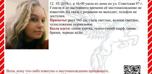 В Гомеле разыскивают пропавшую 13-летнюю девочку